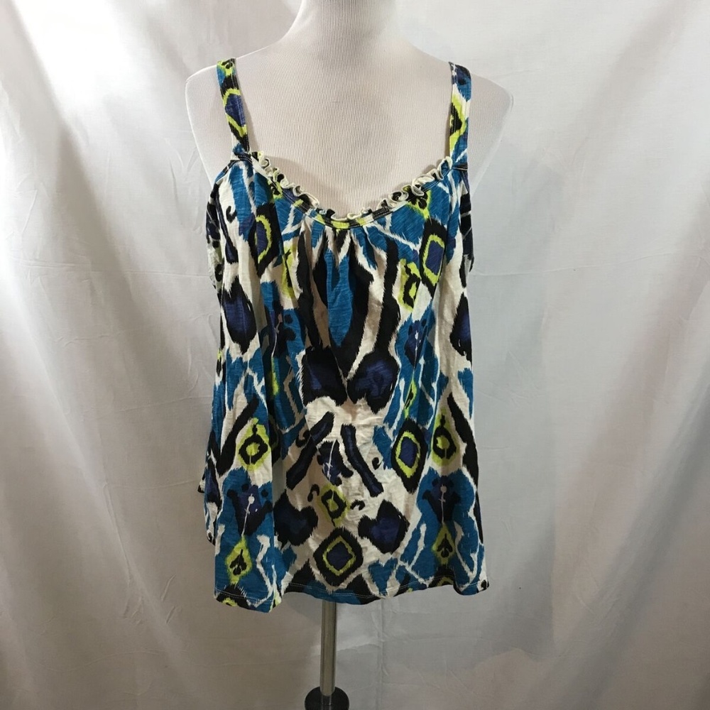 Avenue turquoise & navy sleeveless top - womens 22/24, bust 23".